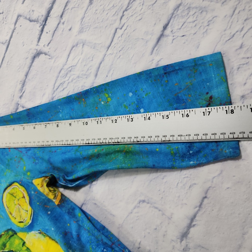 Leoma Lovegrove Shirt WOMENS M Lemon Blue Art Tunic 3/4 Sleeve Asymmetrical Top - Picture 6 of 13